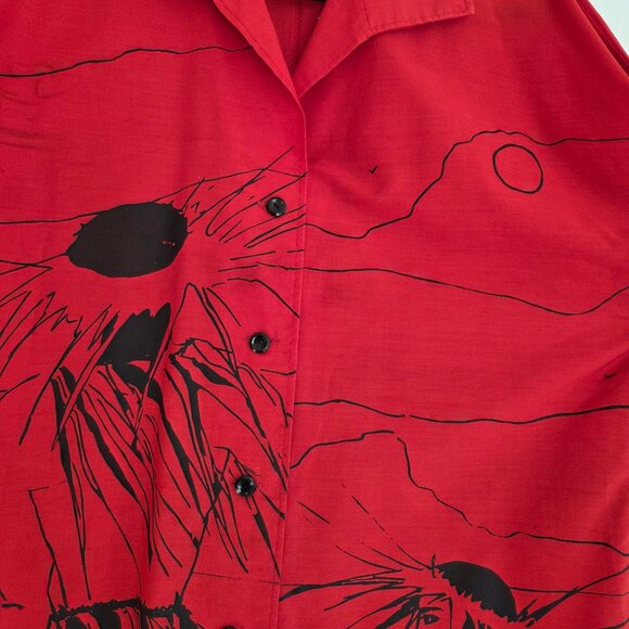 Vintage Abstract Red Button-Up Shirt - Picture 10 of 10